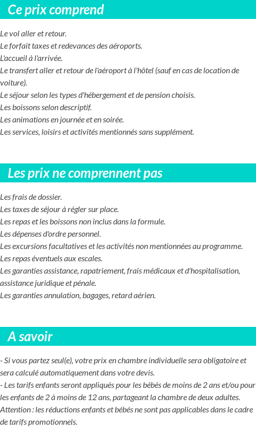 Conditions tarifaires