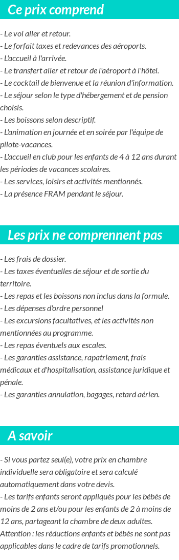 Conditions tarifaires