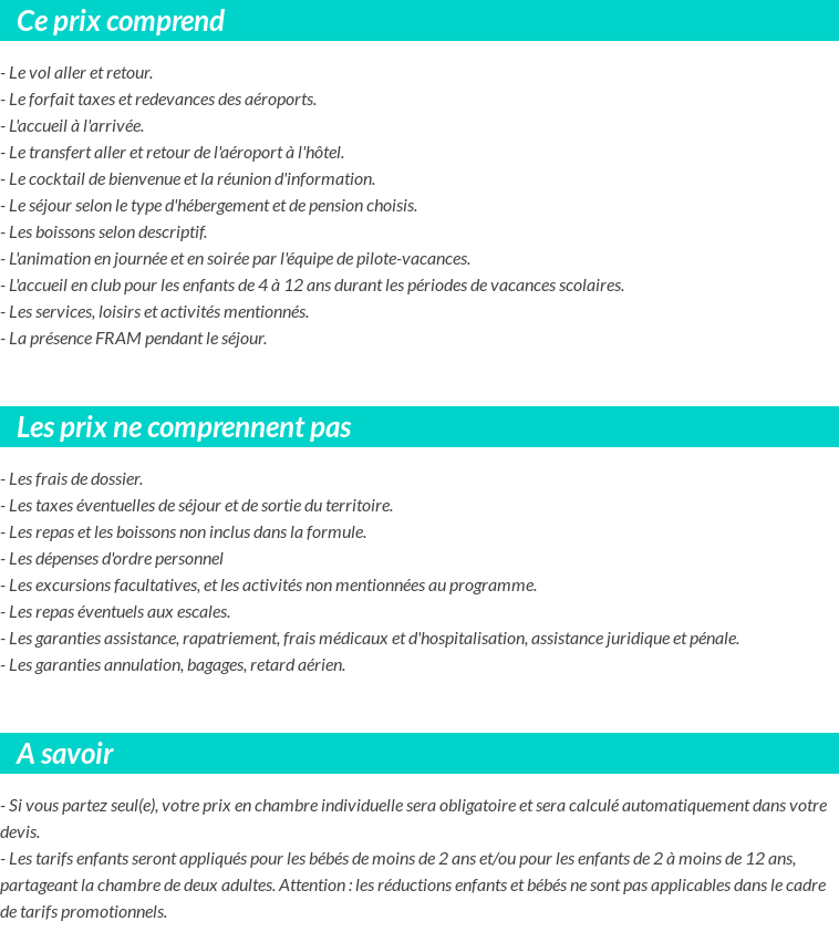 Conditions tarifaires