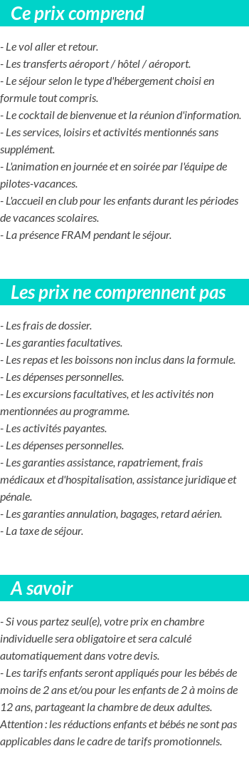 Conditions tarifaires