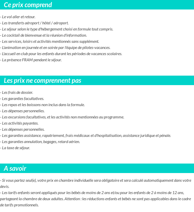 Conditions tarifaires