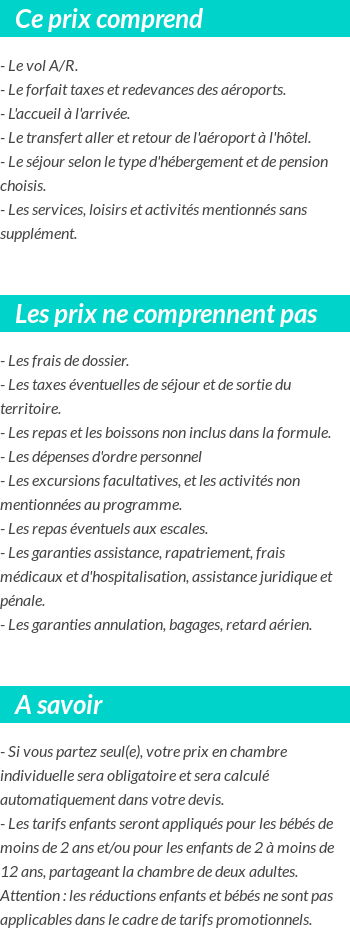 Conditions tarifaires