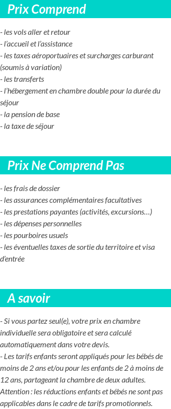 Conditions tarifaires