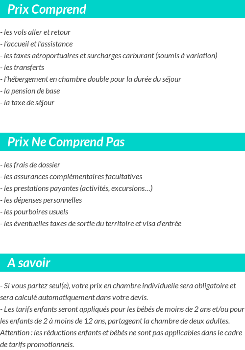 Conditions tarifaires