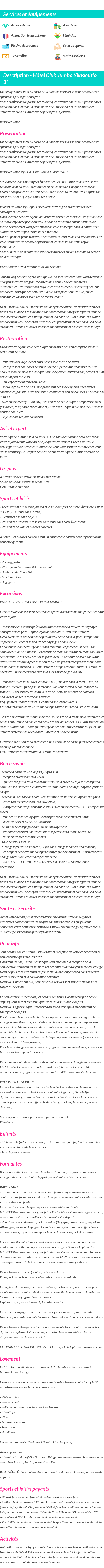 Détails du séjour