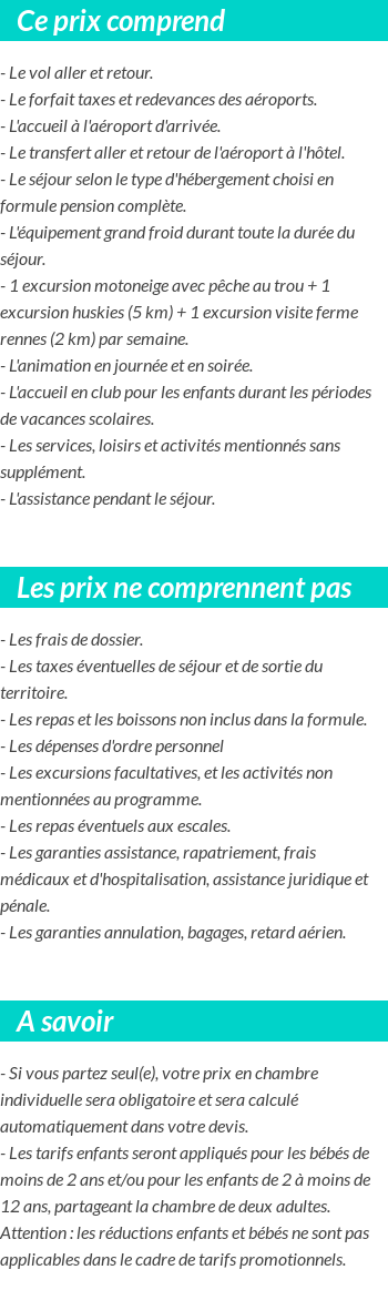 Conditions tarifaires