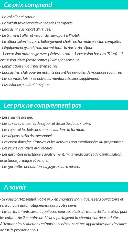 Conditions tarifaires