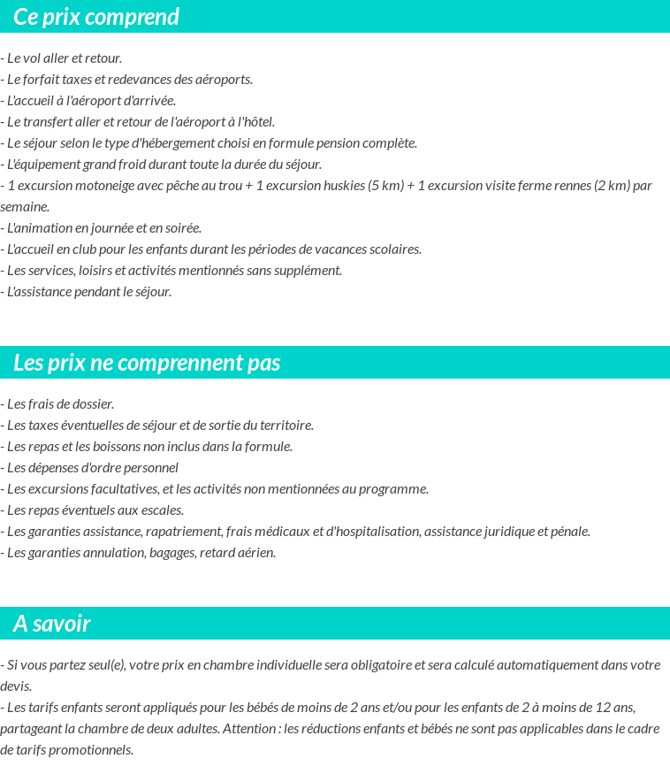 Conditions tarifaires