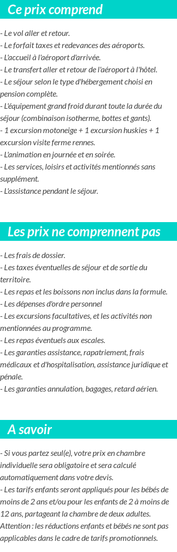 Conditions tarifaires