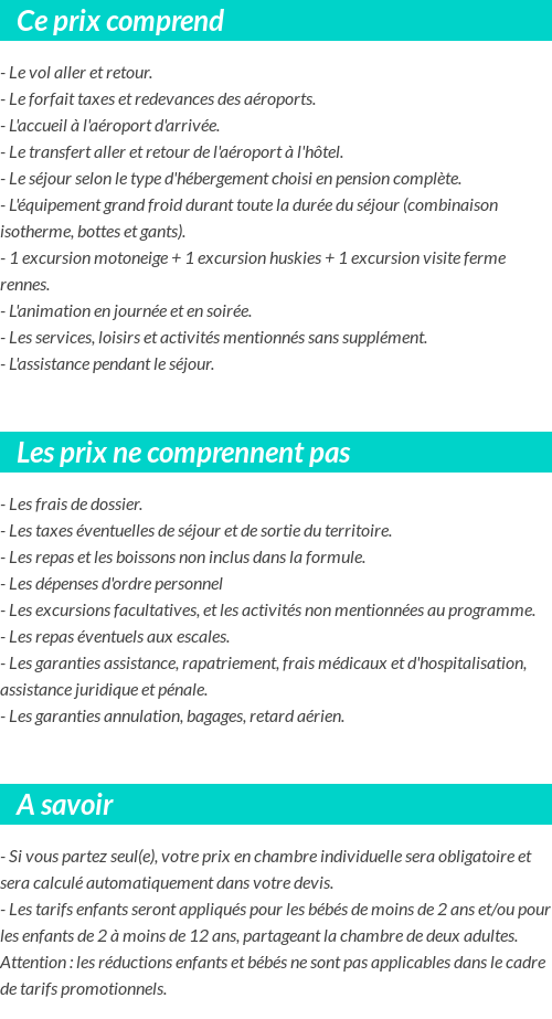 Conditions tarifaires