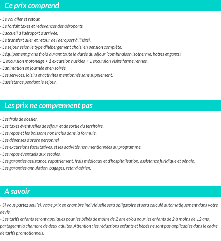 Conditions tarifaires