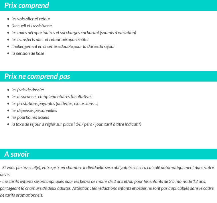 Conditions tarifaires