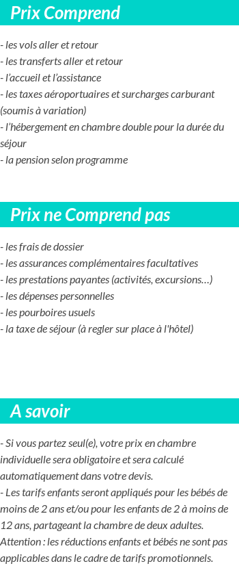 Conditions tarifaires