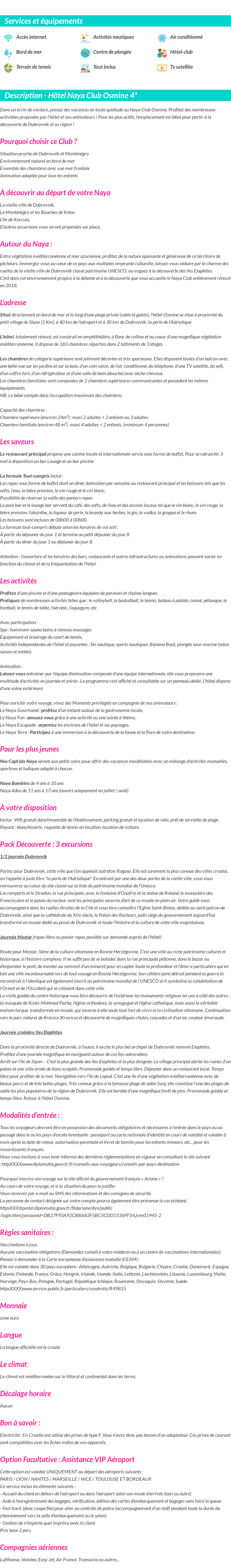 Détails du séjour