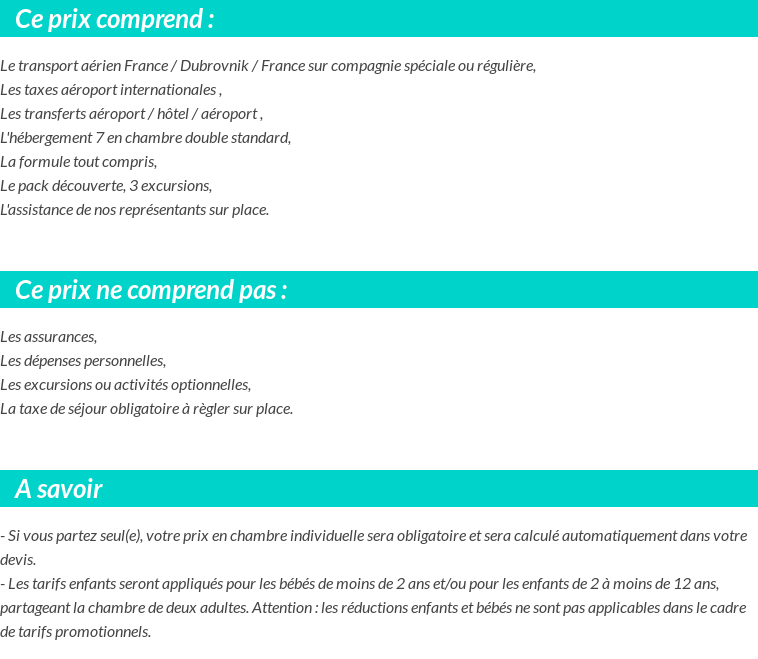 Conditions tarifaires