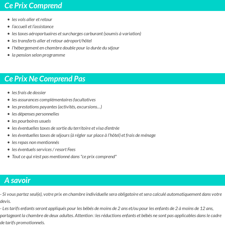 Conditions tarifaires