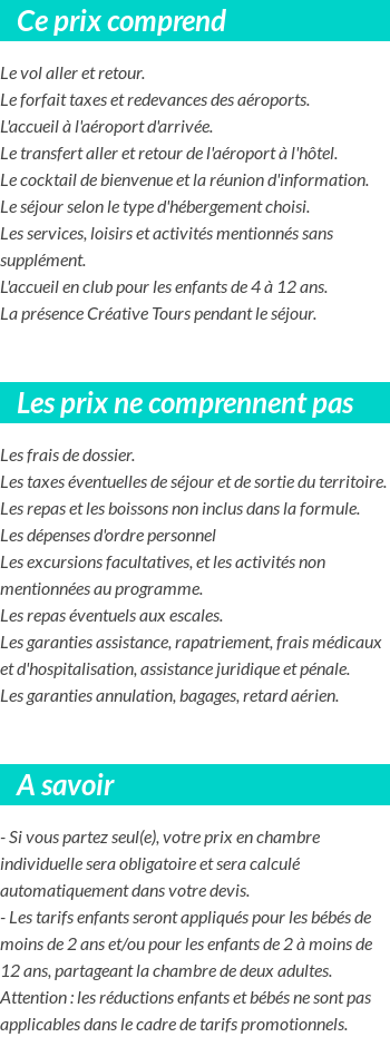 Conditions tarifaires
