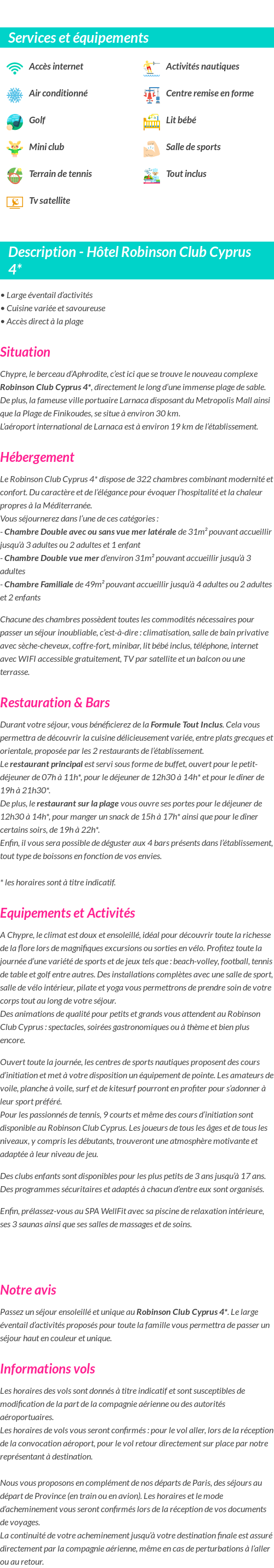 Détails du séjour