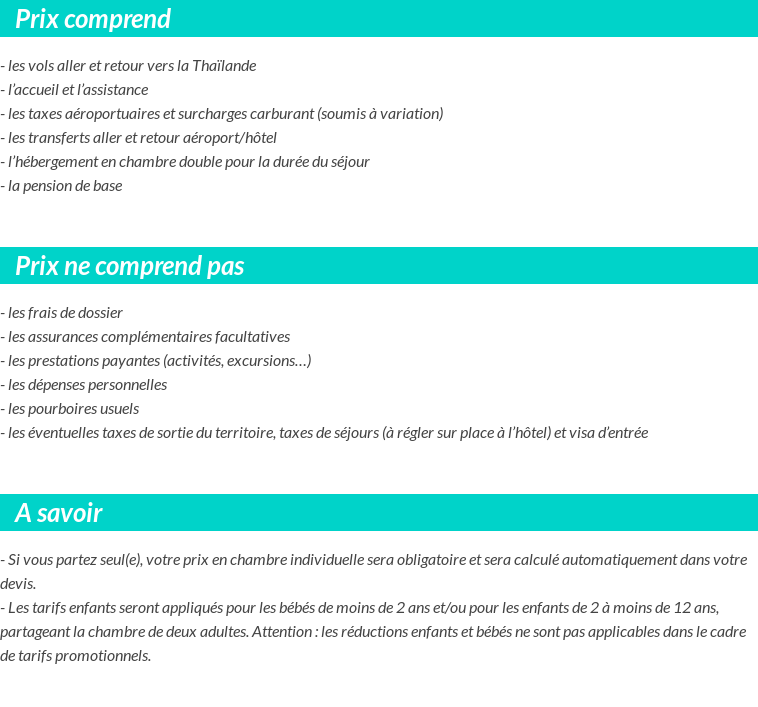 Conditions tarifaires