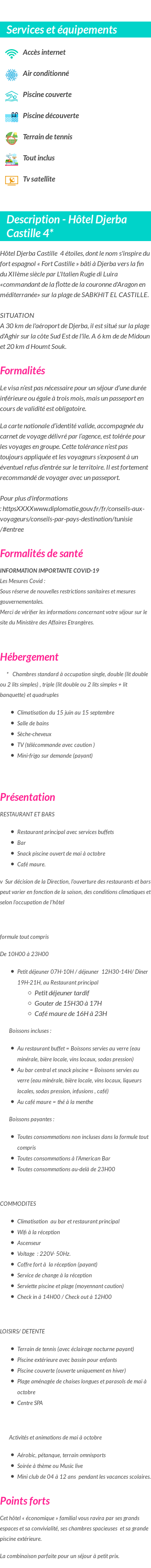 Détails du séjour