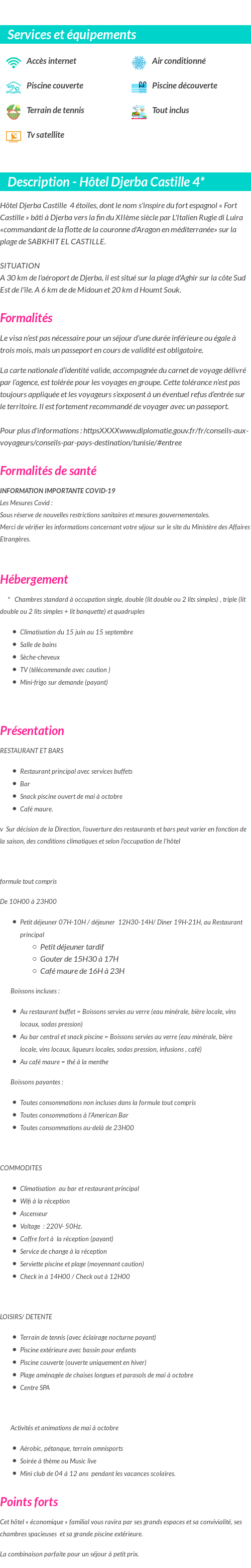Détails du séjour