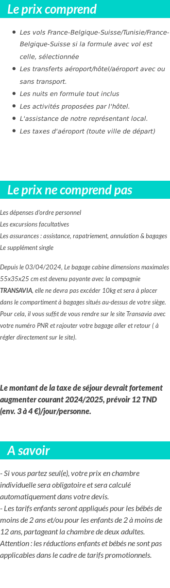 Conditions tarifaires