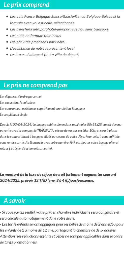 Conditions tarifaires
