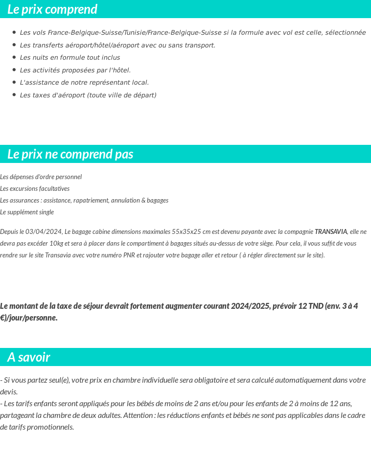Conditions tarifaires