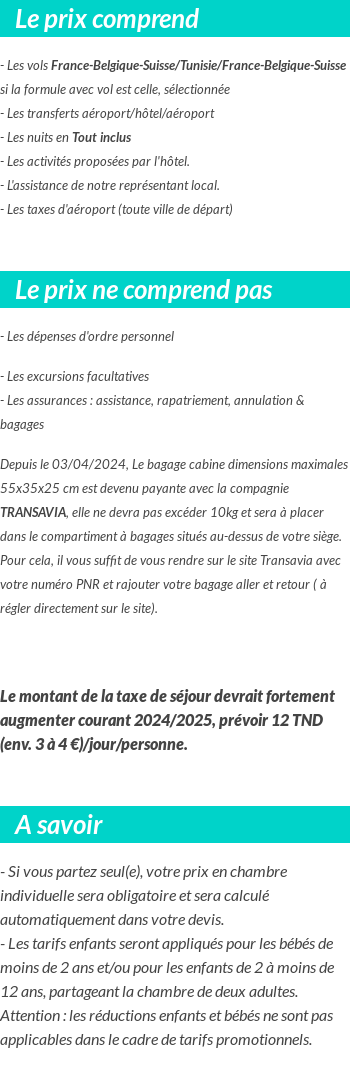 Conditions tarifaires