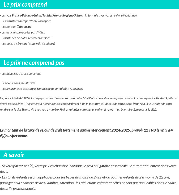 Conditions tarifaires