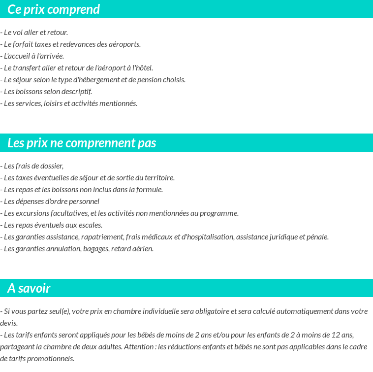 Conditions tarifaires