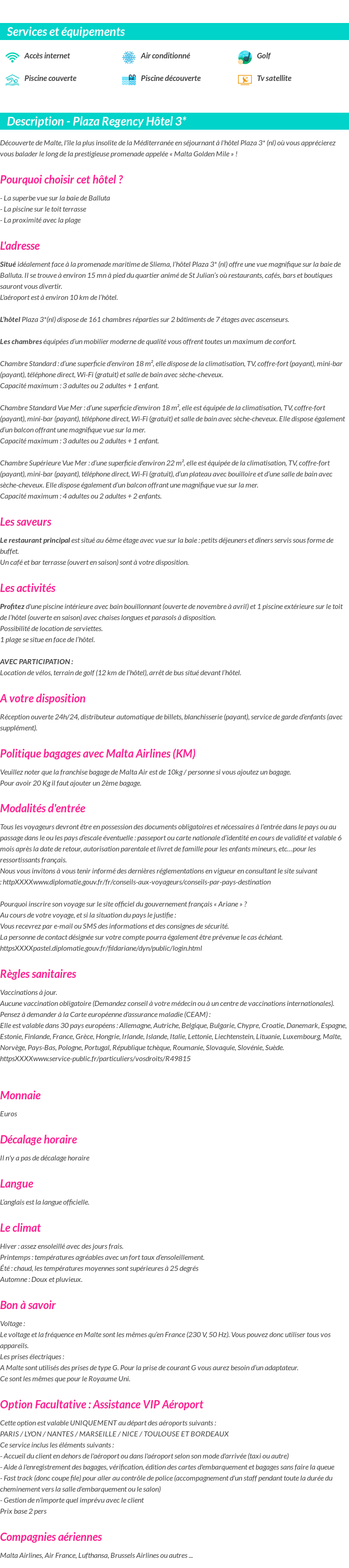 Détails du séjour