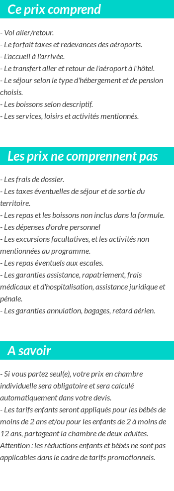Conditions tarifaires