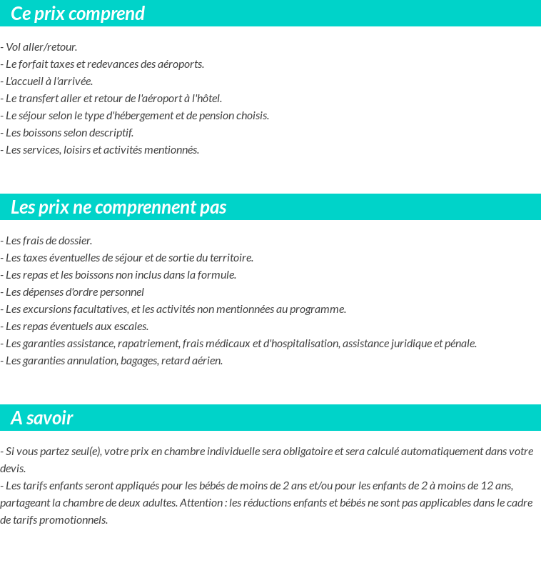Conditions tarifaires