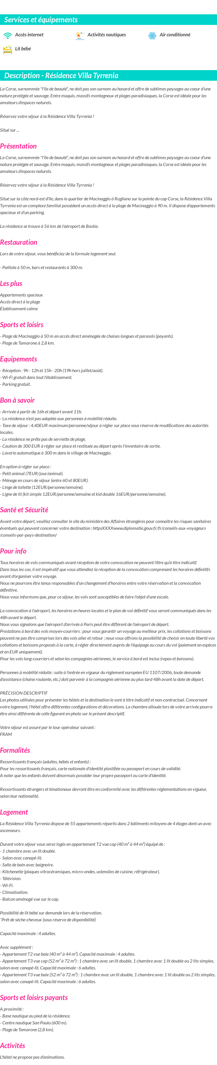 Détails du séjour