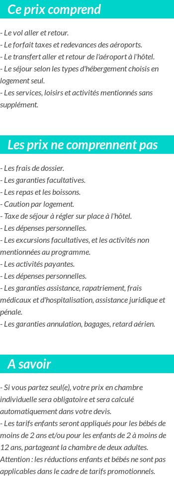 Conditions tarifaires