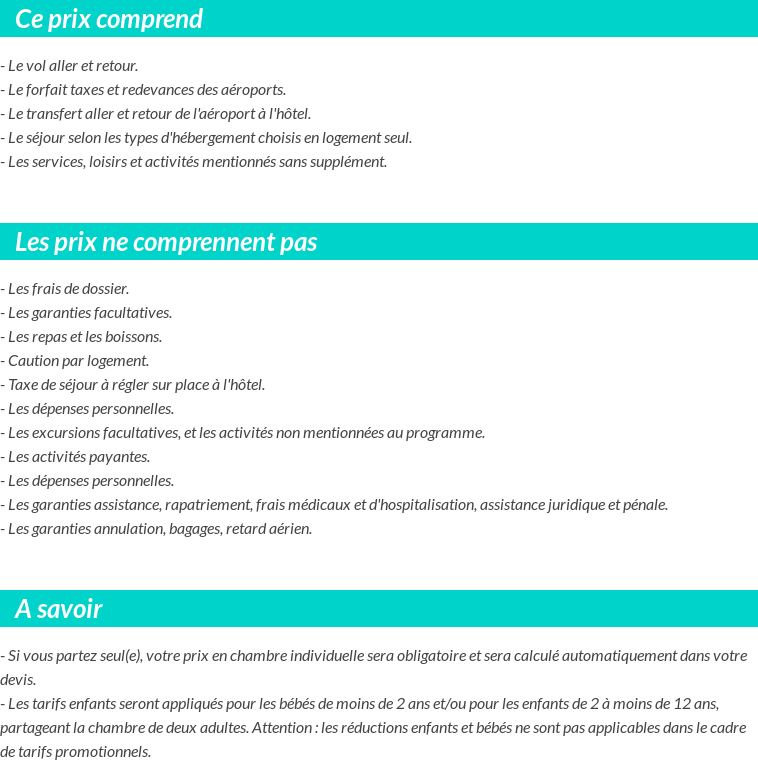 Conditions tarifaires