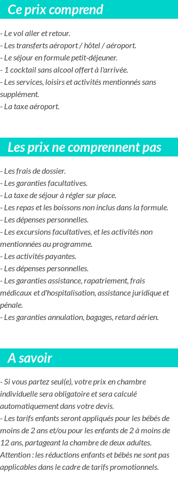 Conditions tarifaires