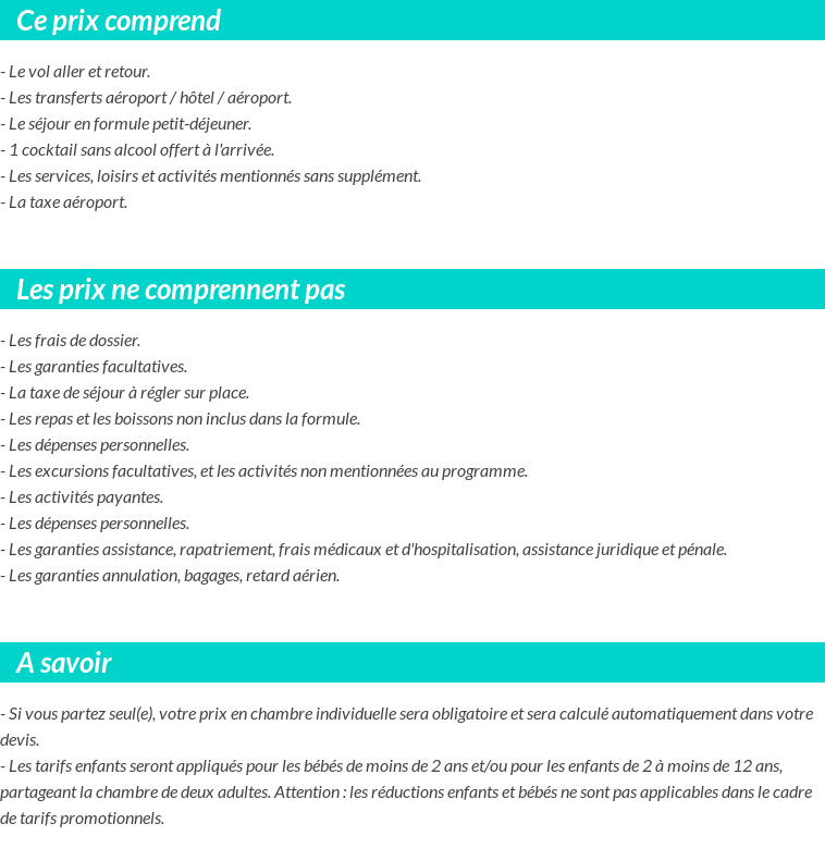 Conditions tarifaires