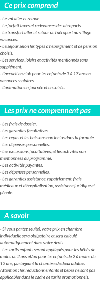Conditions tarifaires