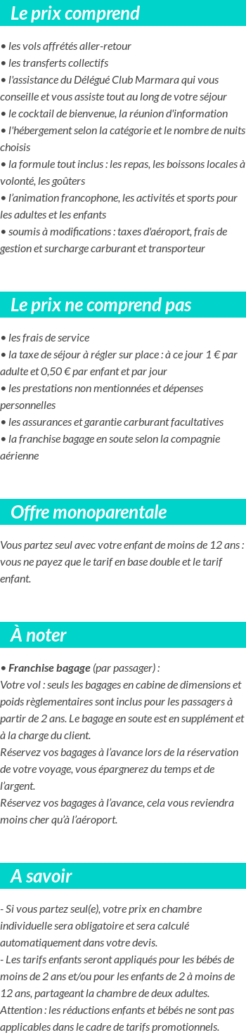 Conditions tarifaires