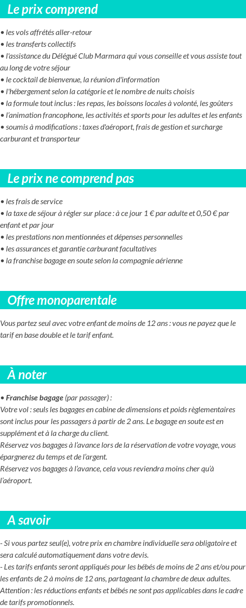 Conditions tarifaires