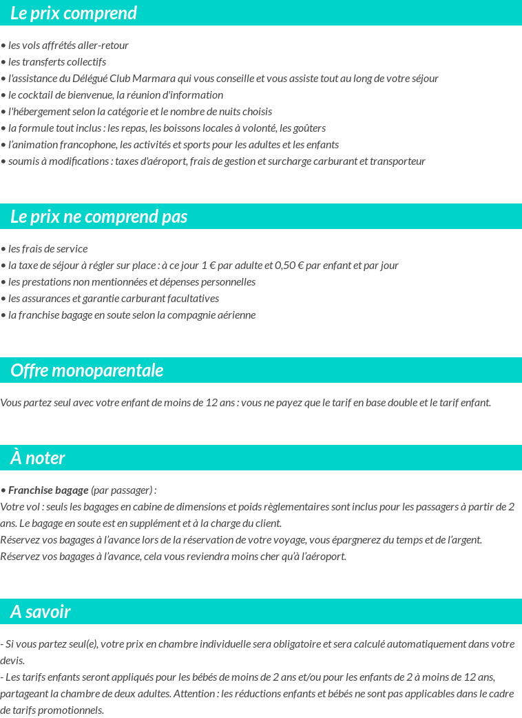 Conditions tarifaires