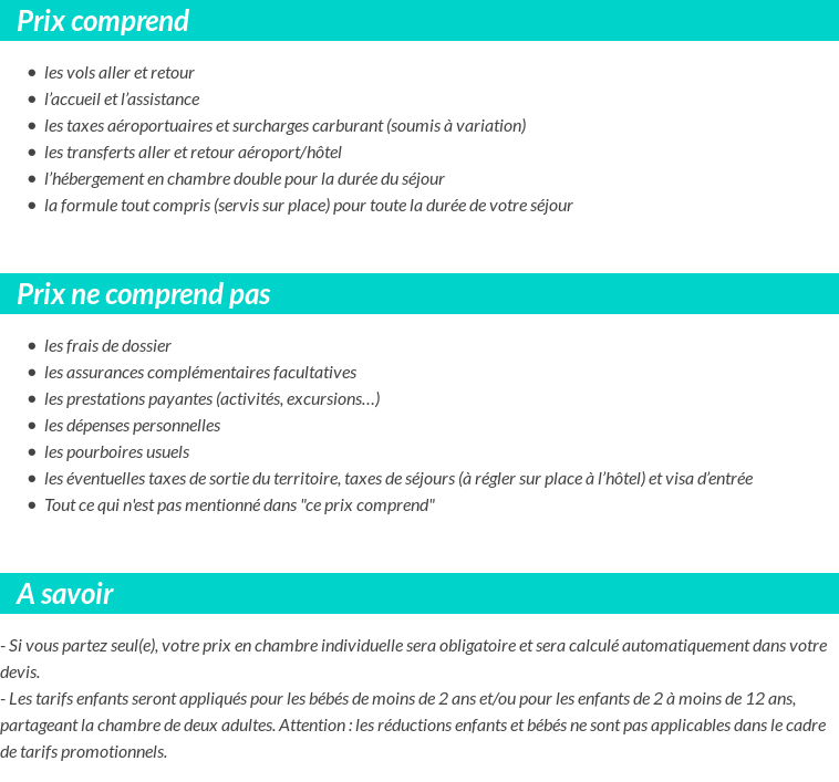 Conditions tarifaires