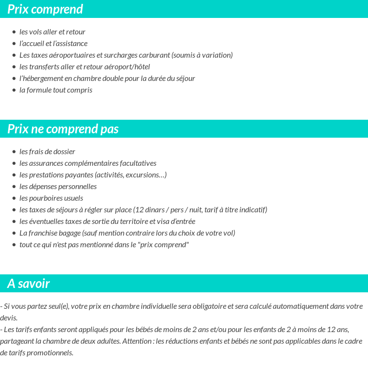 Conditions tarifaires