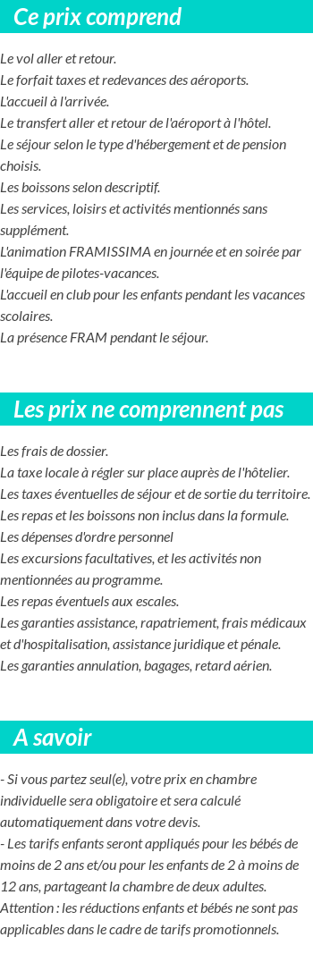 Conditions tarifaires