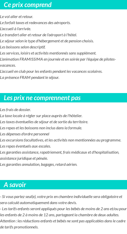 Conditions tarifaires