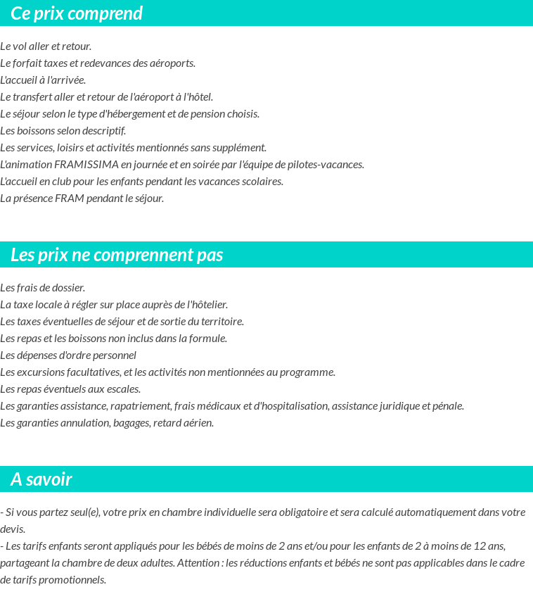 Conditions tarifaires