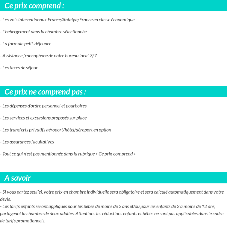 Conditions tarifaires