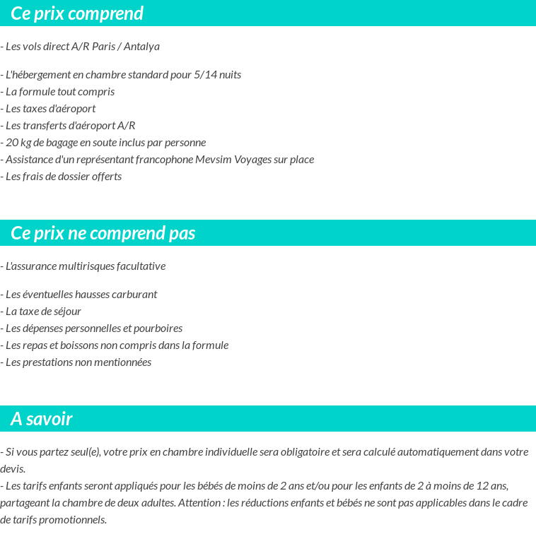 Conditions tarifaires